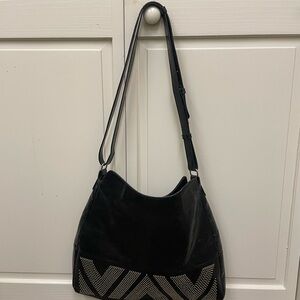 Donald J. Pliner Black Studded Shoulder Bag